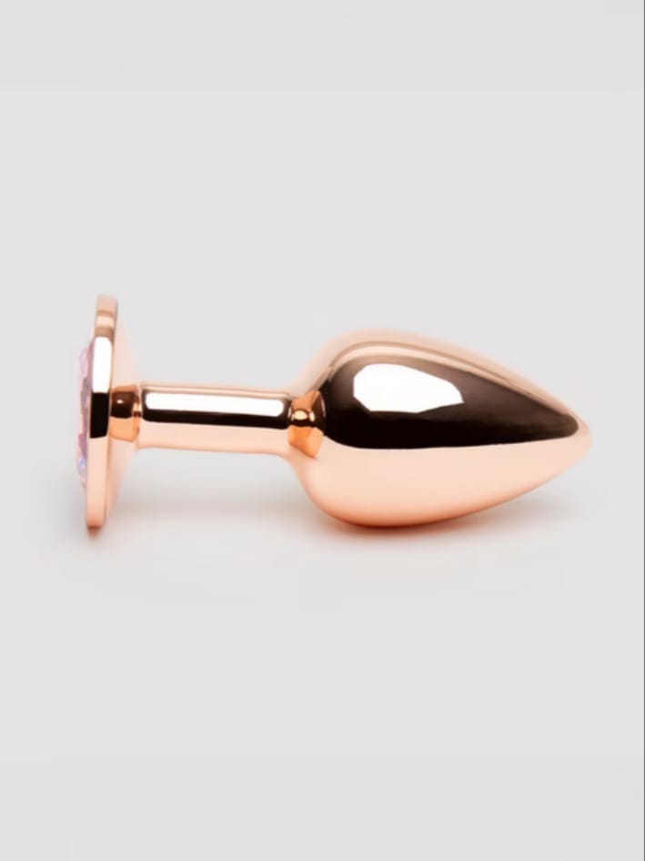 Real Assets Small Jewelled Rose Gold Metal Butt Plug 2 Inch